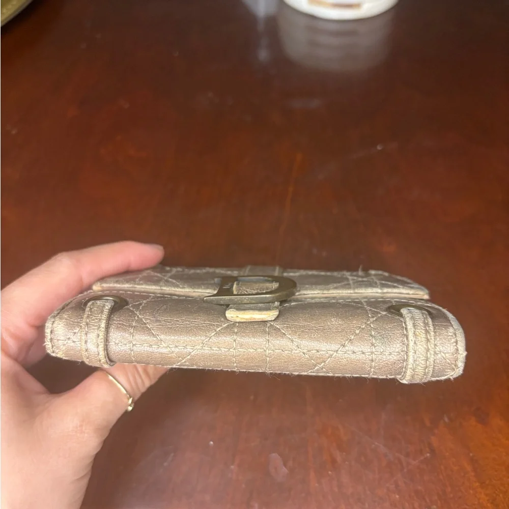 Dior champagne Gold Leather wallet